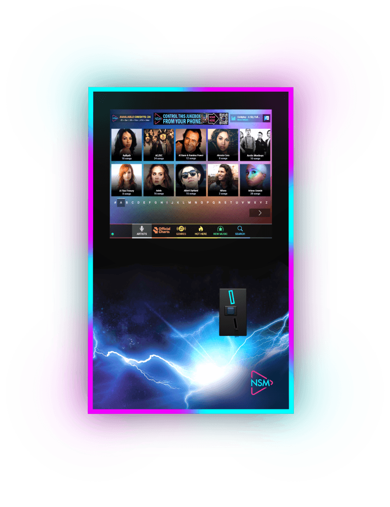 NSM Lightning digital Jukebox with perimeter lighting