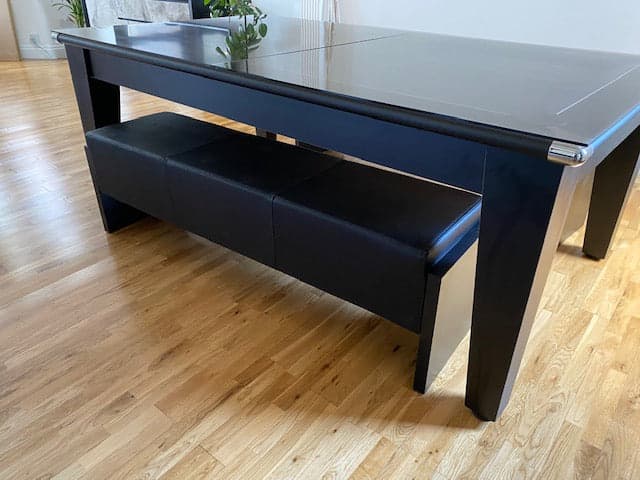 Supreme Classic Meeting Pool Table with glass top and benches