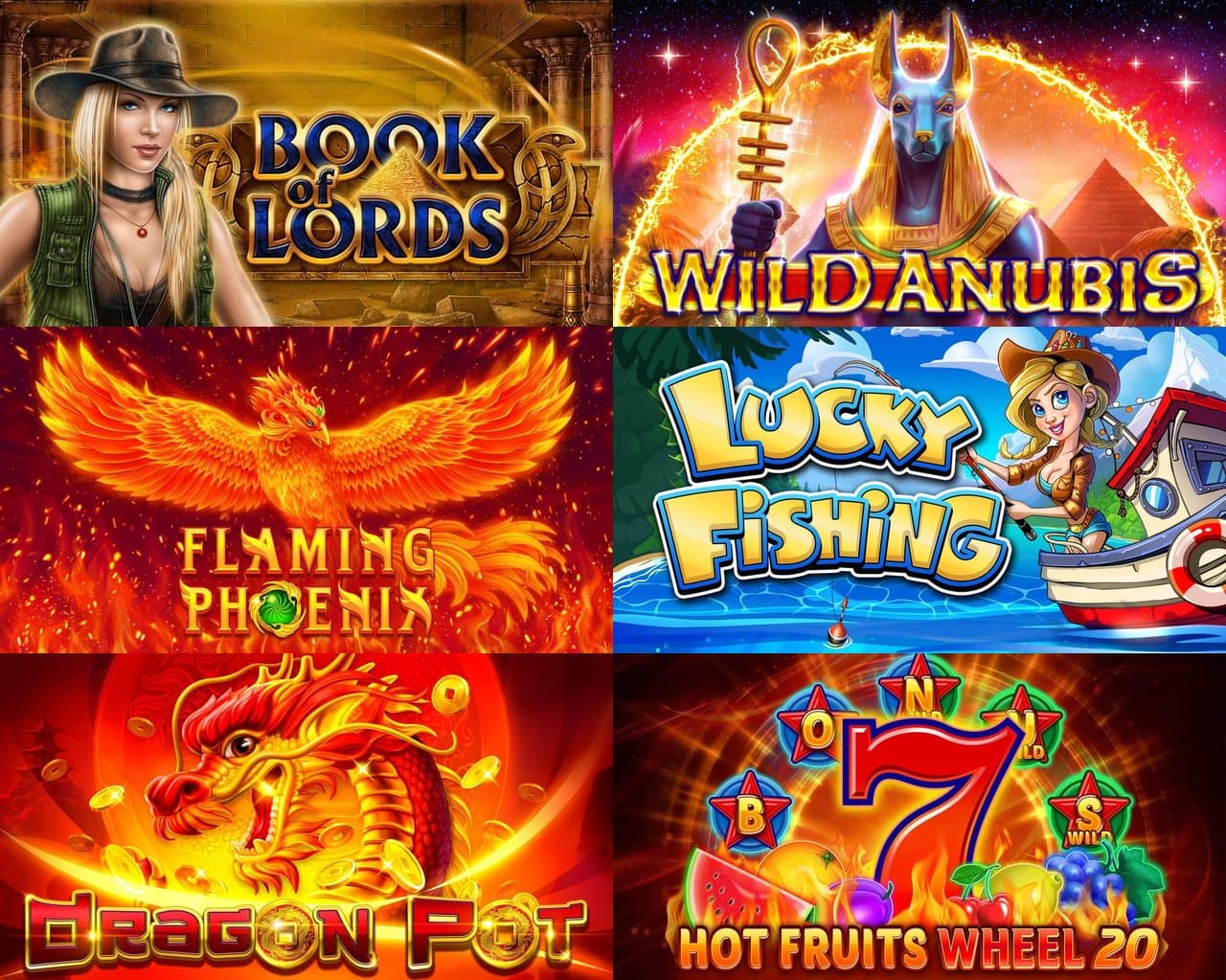 Selection of Amatic slot game artwork from the Multi Game library