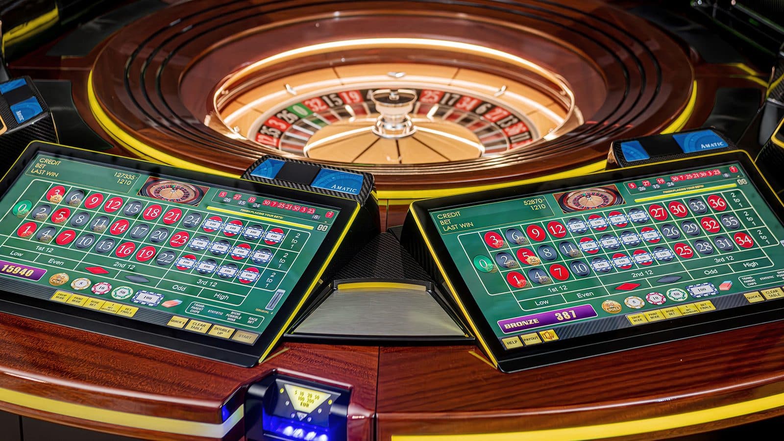 Amatic Grand Jeu Curved roulette wheel with touchscreen betting positions